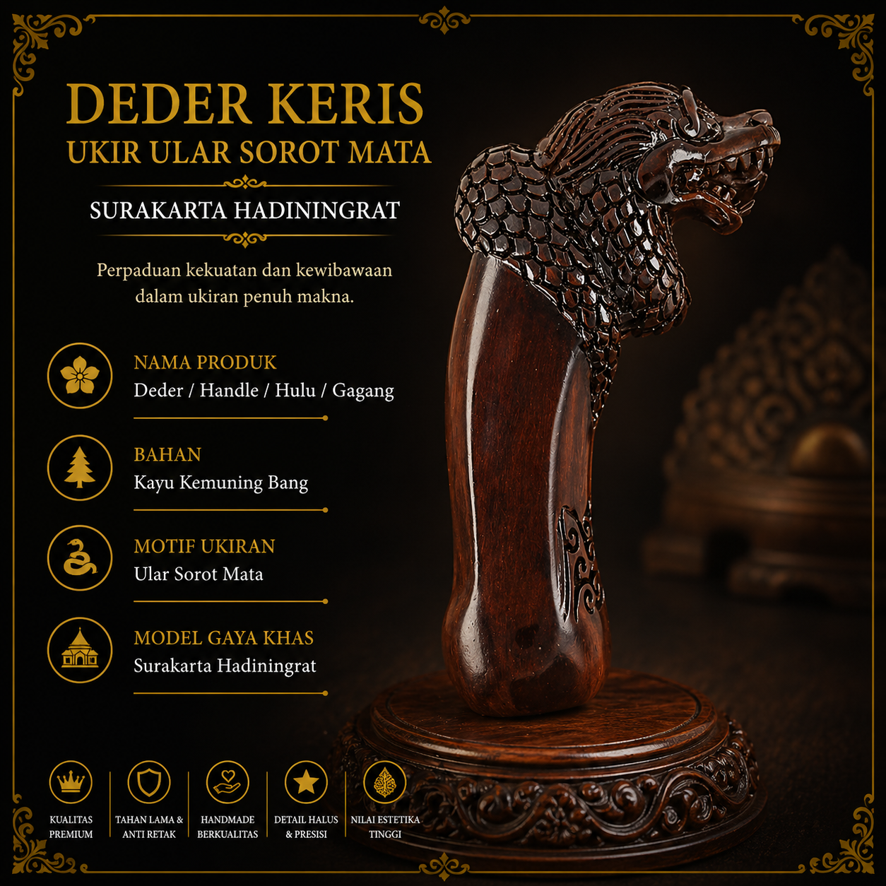Toko Jaul Deder Keris Ukir Ular Kayu Kemuning Bang