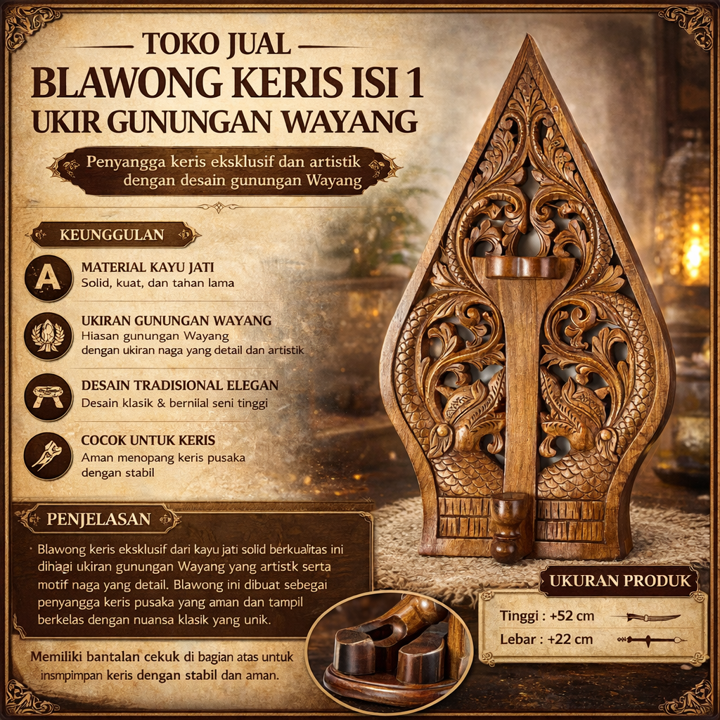 Toko Jual Blawong Keris Isi 1 Ukir Gunungan Wayang