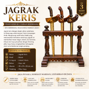 Toko Jual - Jagrak Keris Isi 3 Ukiran Sederhana