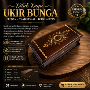 Toko Jual Kotak Penyimpanan Motif Cukit Kayu Jati Ukuran 18 cm