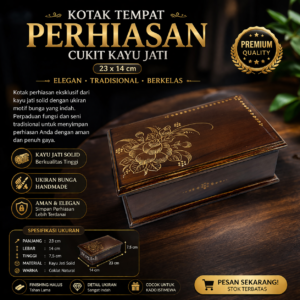 Toko Jual Kotak Tempat Perhiasan Cukit Kayu Jati 23x14cm