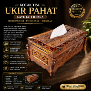 Toko Jual Kotak Tisu Ukir Pahat Kayu Jati Jepara