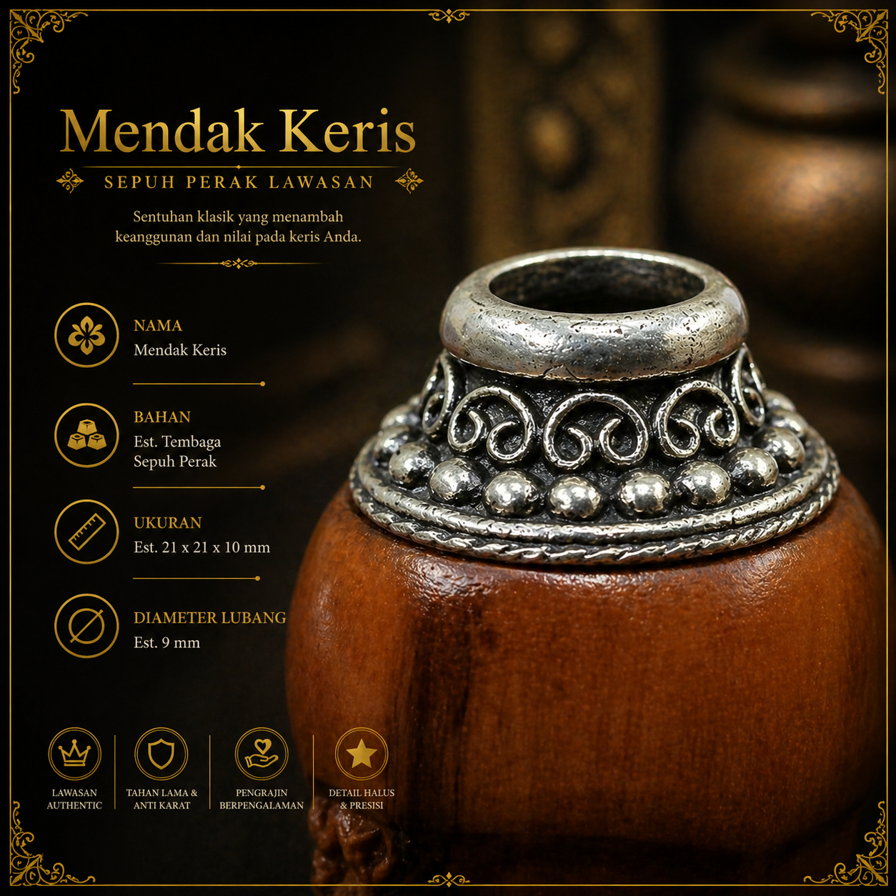 Toko Jual Mendak Keris Model Batik Sepuh Perak