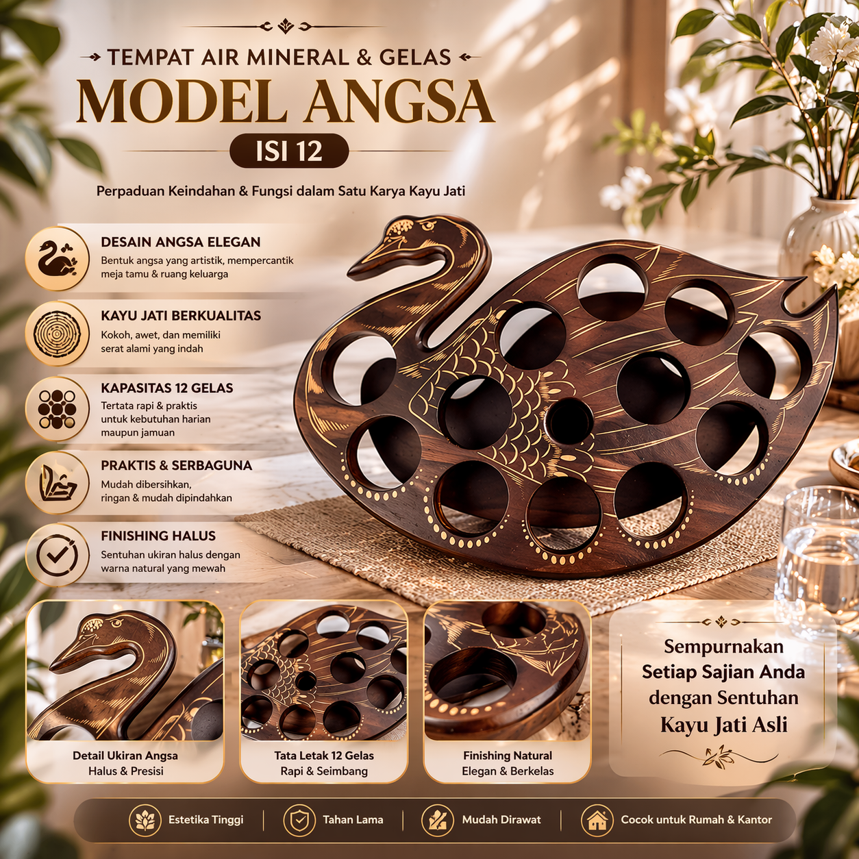 Toko Jual Tempat Air Mineral Aqua Gelas Model Angsa Isi 12