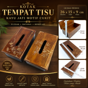 Toko Jual Kotak Tisu Kayu Jati Motif Cukit