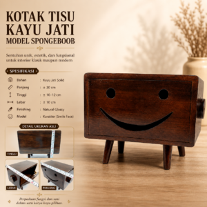 Toko Jual Kotak Tisu Model Spongboob Kayu Jati
